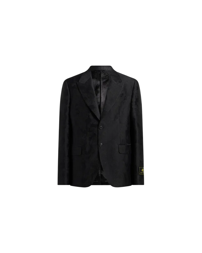 Etro Einreihige Jacquard-jacke Aus Einer Baumwollmischung Mit Floralem Motiv, Herren, Schwarz, Größe Schwarz