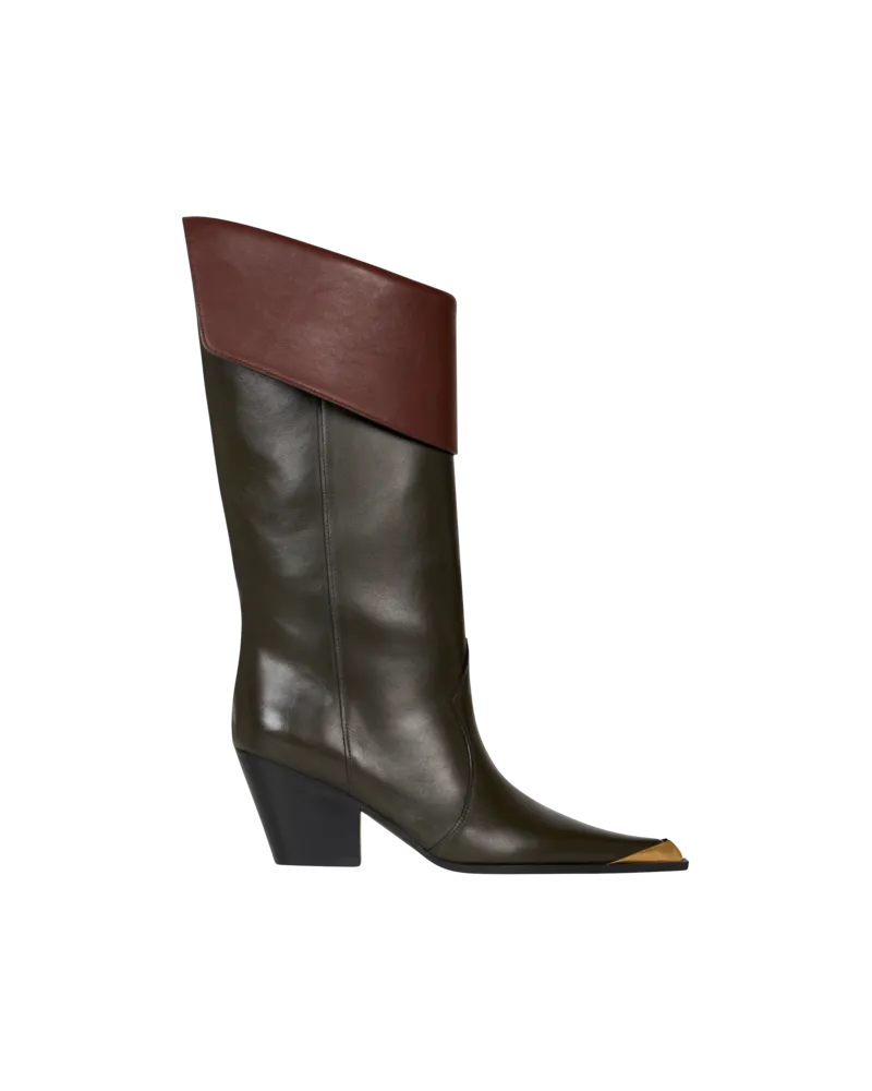 Etro Lederstiefel, Damen, Dunkelgrün, Größe Dunkelgrün