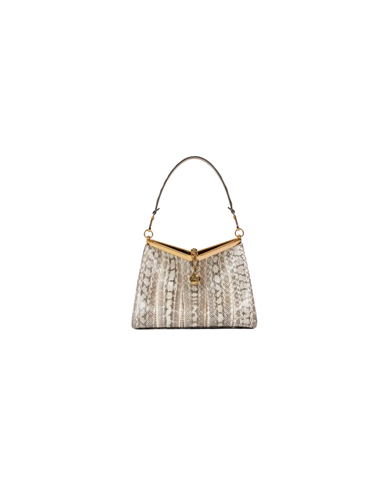 Etro Tasche Vela Mittelgross Aus Elaphe-leder, Damen, Weiß Weiß