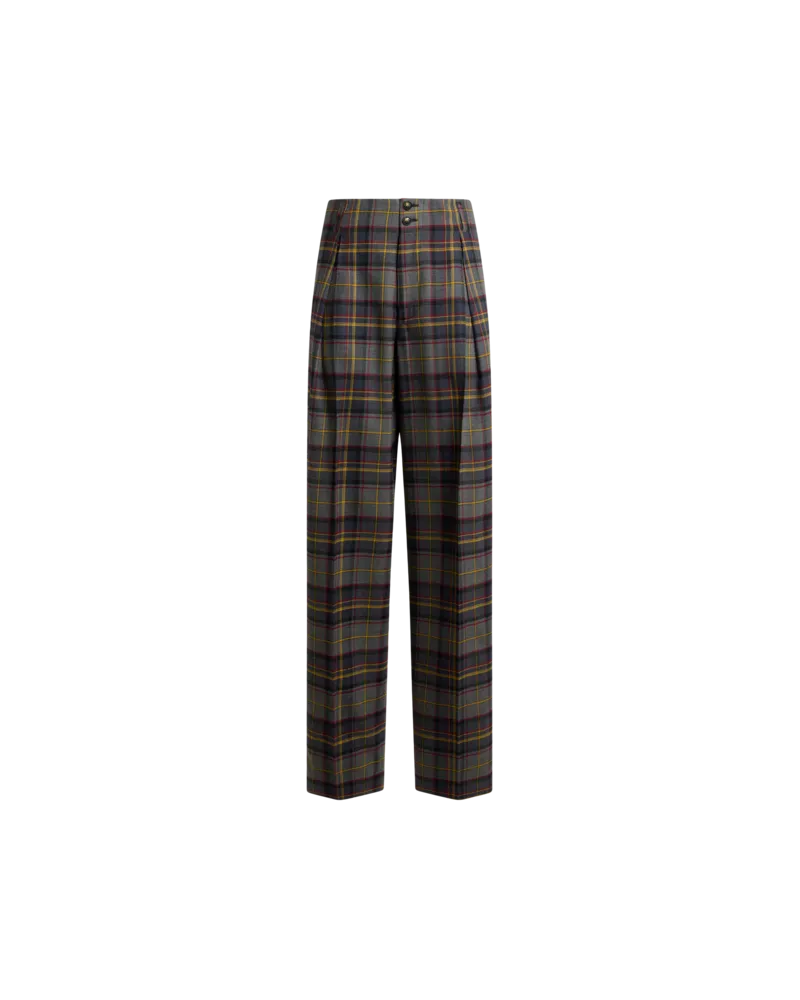 Etro Hose Aus Elastischer Wolle Mit Karomuster, Damen, Grau, Größe Grau