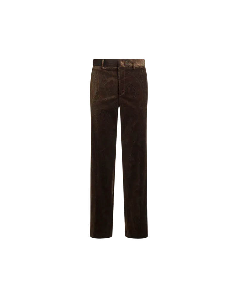 Etro Hose Mit Geradem Bein Aus Baumwollsamt Mit Arnica-motiv, Herren, Braun, Größe Braun
