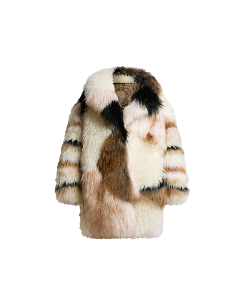 Etro Mantel Aus Kombiniertem Fell, Damen, Weiß, Größe Weiß