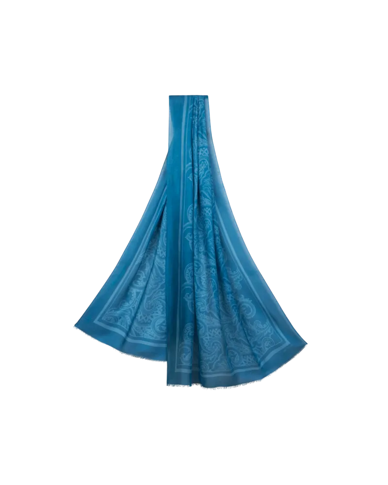 Etro Schal Aus Einer Kaschmirmischung Mit Paisleymotiv, Herren, Hellblau Hellblau