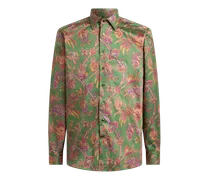 Hemd Aus Baumwollsatin Mit Floralem Paisley-motiv, Herren, Grün, Größe