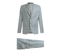 Einreihiger Anzug Mit Streifen Aus Wolle Und Baumwolle, Herren, Pulverblau, Größe