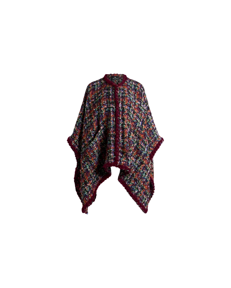 Etro Umhang Aus Mehrfarbigem Tweed, Damen, Multicolor Multicolor