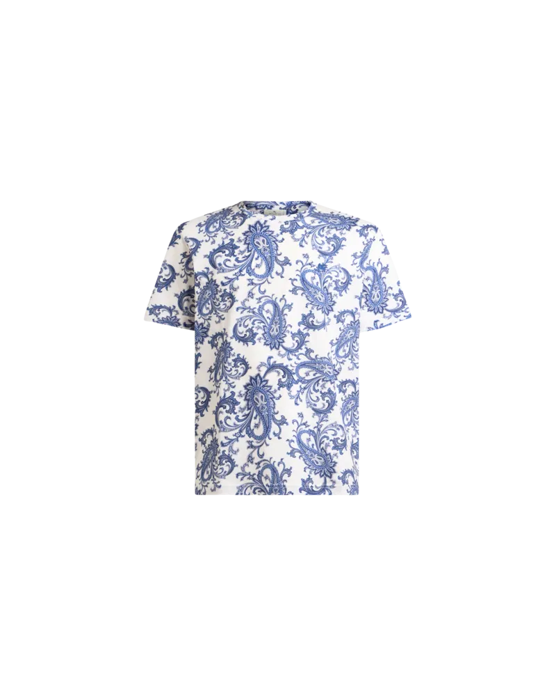 Etro T-shirt Aus Baumwolle Mit Paisley-ramage-motiv, Herren, Weiß, Größe Weiß