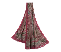 Schal Aus Kaschmir Und Seide Mit Platziertem Print, Damen, Bordeaux