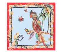 Pochette Aus Seide Mit Papageien- Und Paisley-print, Herren, Hellblau
