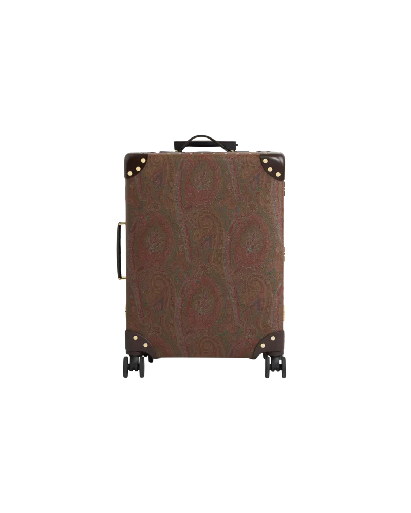 Etro Mittelgrosser Trolley Etro X Globe-trotter Aus Arnica-gewebe Und Leder, Herren, Braun Braun