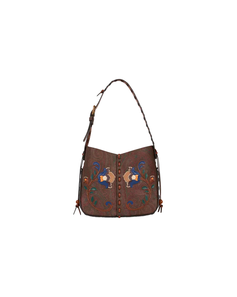 Etro Tasche Vulcano Arnica 1984 Mit Blumenstickerei, Damen, Braun Braun