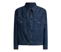Jacke Aus Denim Mit Tintenfischstickerei Und Logo, Herren, Navyblau, Größe