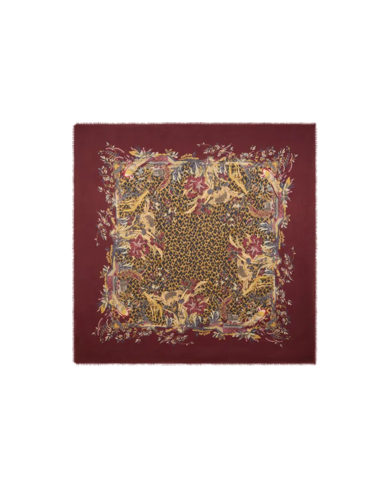 Etro Jacquard-schultertuch Aus Modal Und Kaschmir Mit Leopardenmuster, Damen, Bordeaux Bordeaux