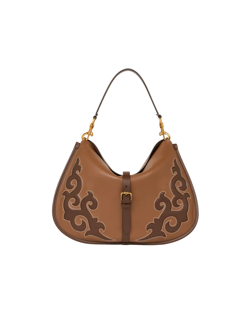 Etro Maxi-tasche Pony Aus Leder Mit Stickerei Im Westernstil, Damen, Braun Braun
