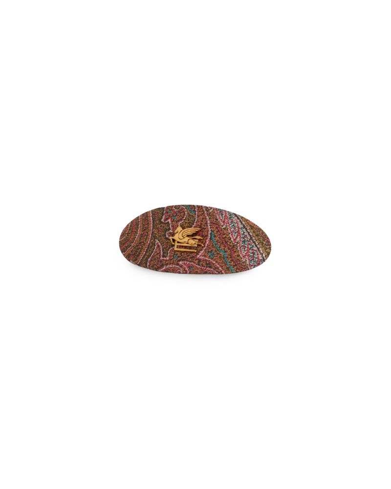 Etro Ovale Paisley Haarspange Mit Pegaso, Damen, Multicolor Multicolor