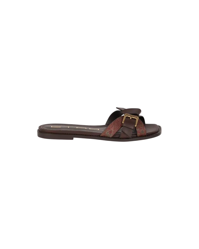 Etro Pantoletten Paisley, Damen, Braun, Größe Braun
