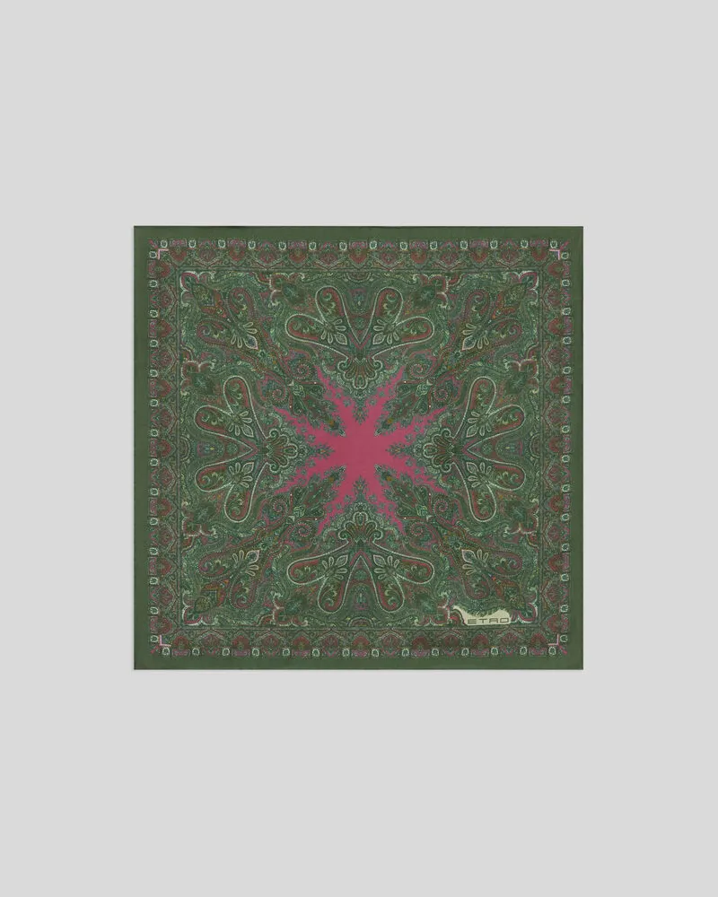 Etro Pochette Aus Seide Mit Floralem Paisley-motiv, Herren 