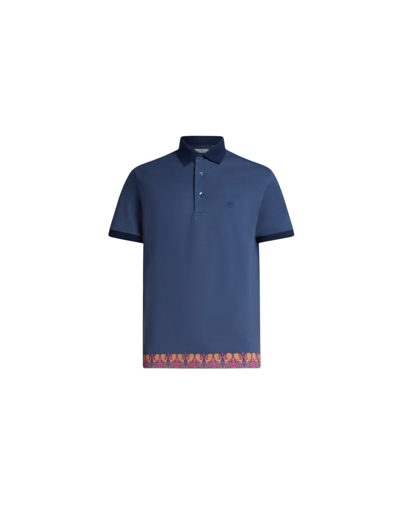 Etro Poloshirt Aus Einfarbiger Baumwolle, Navyblau, Größe Navyblau