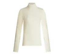 Rollkragenpullover Aus Wolle, Damen, Weiß, Größe