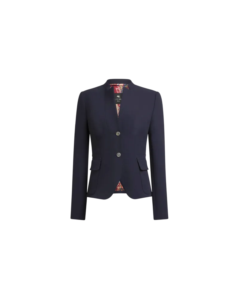 Etro Einreihige Jacke Mit Schösschen, Damen, Blau, Größe Blau
