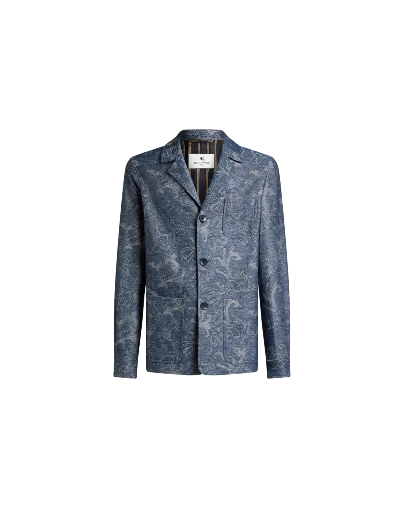 Etro Hemdjacke Aus Baumwolle Im Jacquardmuster, Herren, Navyblau, Größe Navyblau