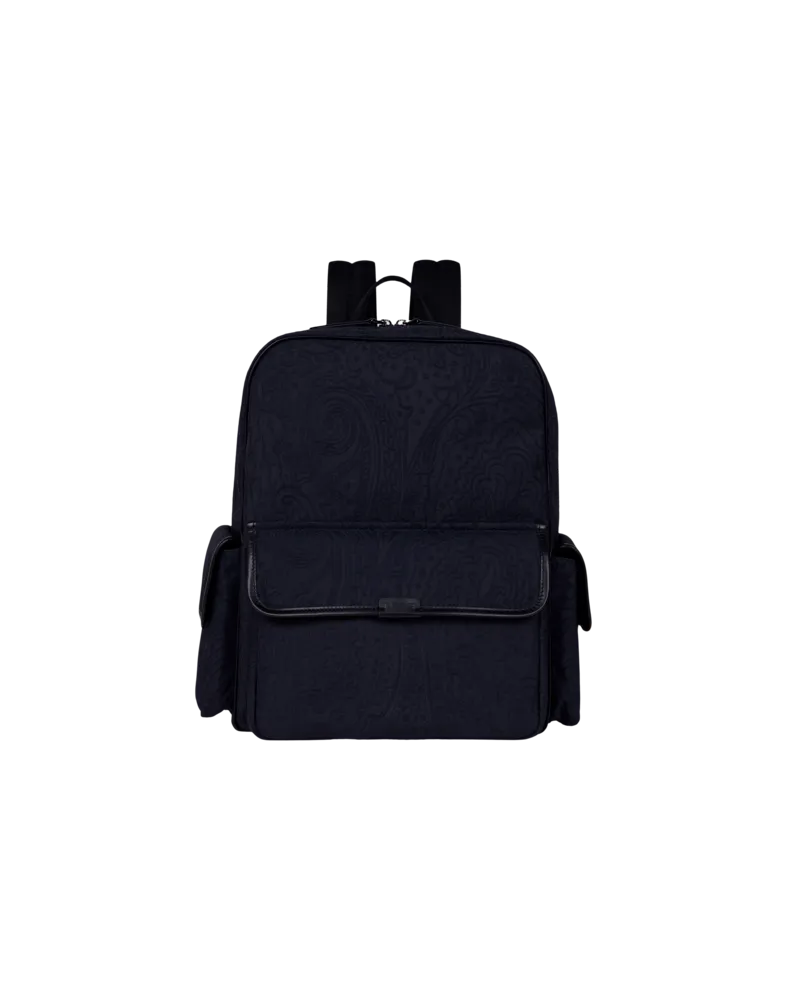 Etro Rucksack Aus Jacquard-nylon, Herren, Blau Blau