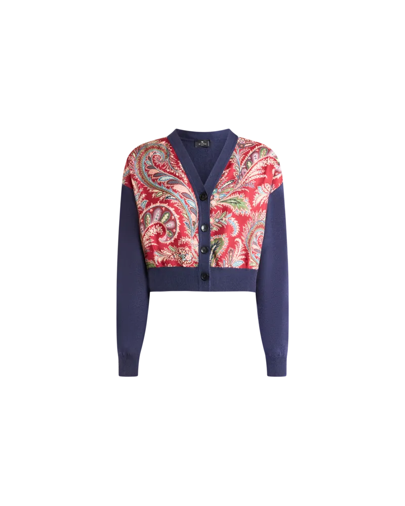 Etro Cropped Cardigan Mit Bedrucktem Einsatz, Damen, Bordeaux, Größe Bordeaux