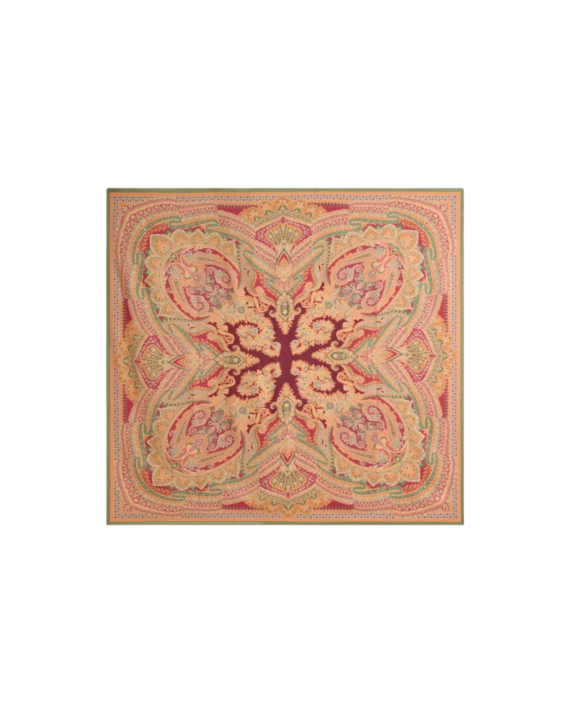 Etro Schultertuch Aus Wolle Und Seide Mit Platziertem Print, Damen, Bordeaux Bordeaux