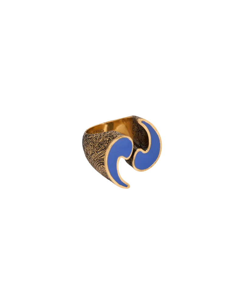 Etro Ring Mit Emaillierten Paisleys, Damen, Blau Blau