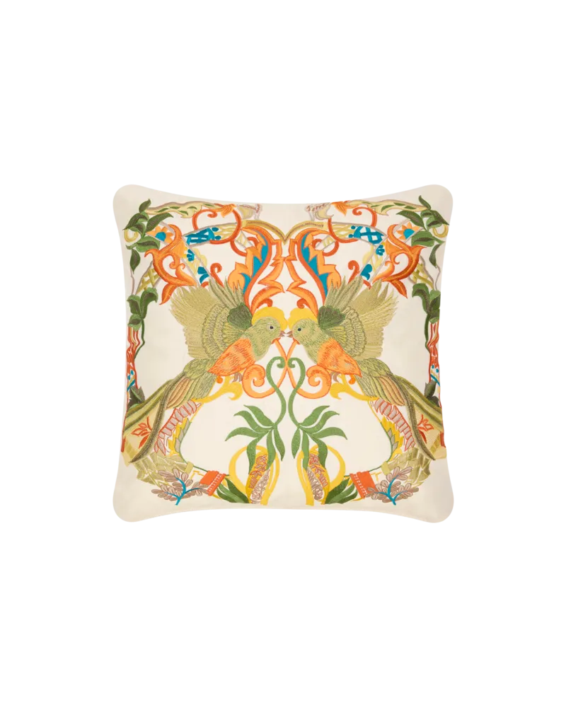 Etro Kissen Aus Baumwolle Und Seide Mit Aufgestickten Vögeln, Multicolor Multicolor