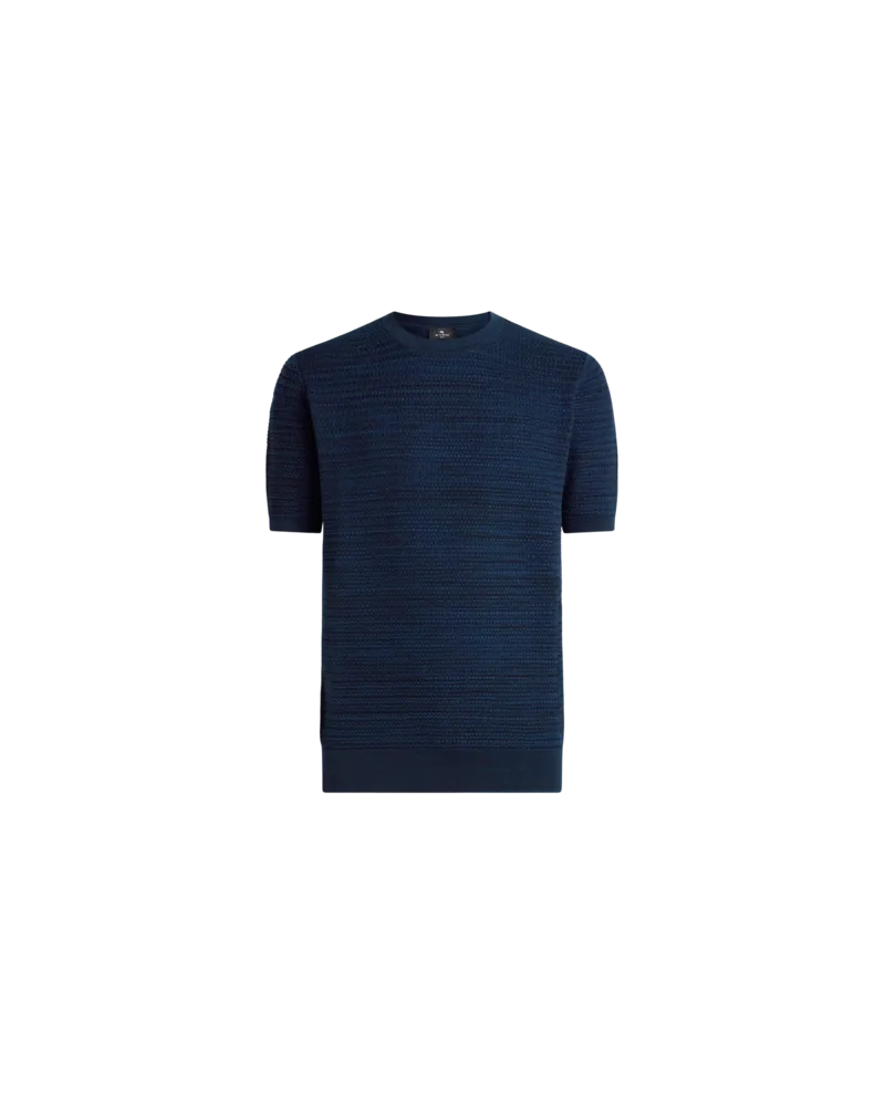 Etro T-shirt Aus Baumwollstrick Mit Zöpfen, Herren, Blau, Größe Blau