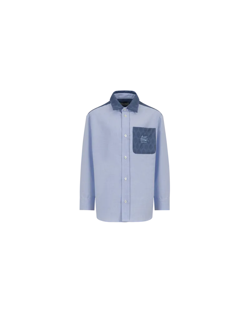 Etro Bluse Aus Oxford-baumwolle Mit Intarsienmuster, Hellblau, Größe Hellblau