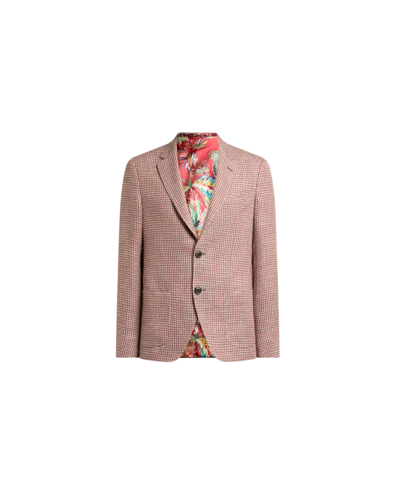 Etro Einreihige Jacke Aus Tweed Aus Einer Baumwollmischung, Herren, Rot, Größe Rot