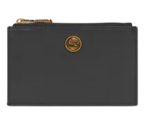 Kartenetui Aus Leder Mit Pegaso-knopf, Damen, Schwarz