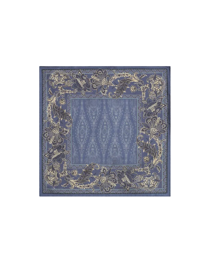 Etro Pochette Aus Seide Mit Ramage-muster, Herren, Navyblau Navyblau