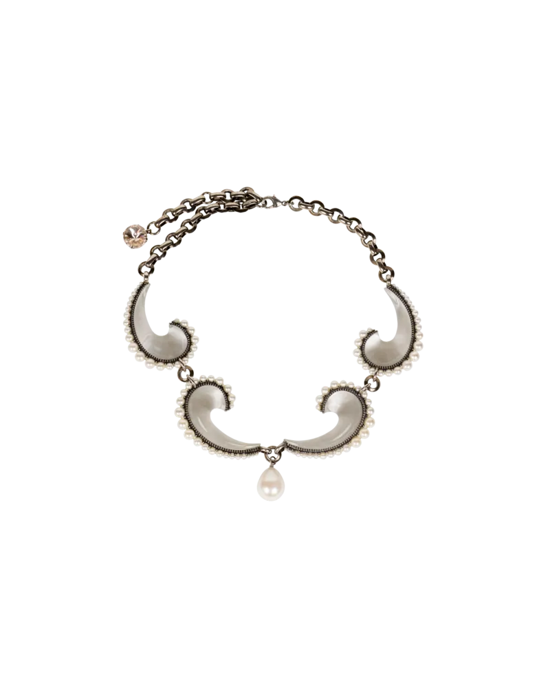 Etro Halskette Paisley Mit Perlen, Damen, Silber Silber