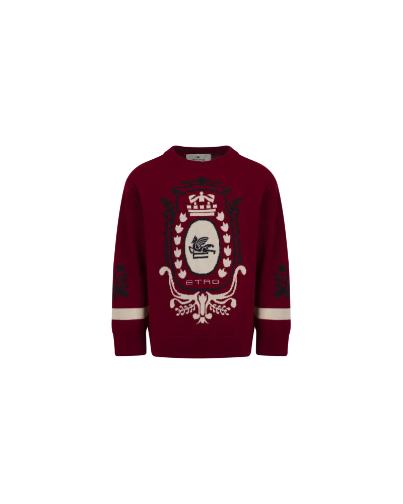 Etro Wollpullover Mit Wappen, Bordeaux, Größe Bordeaux