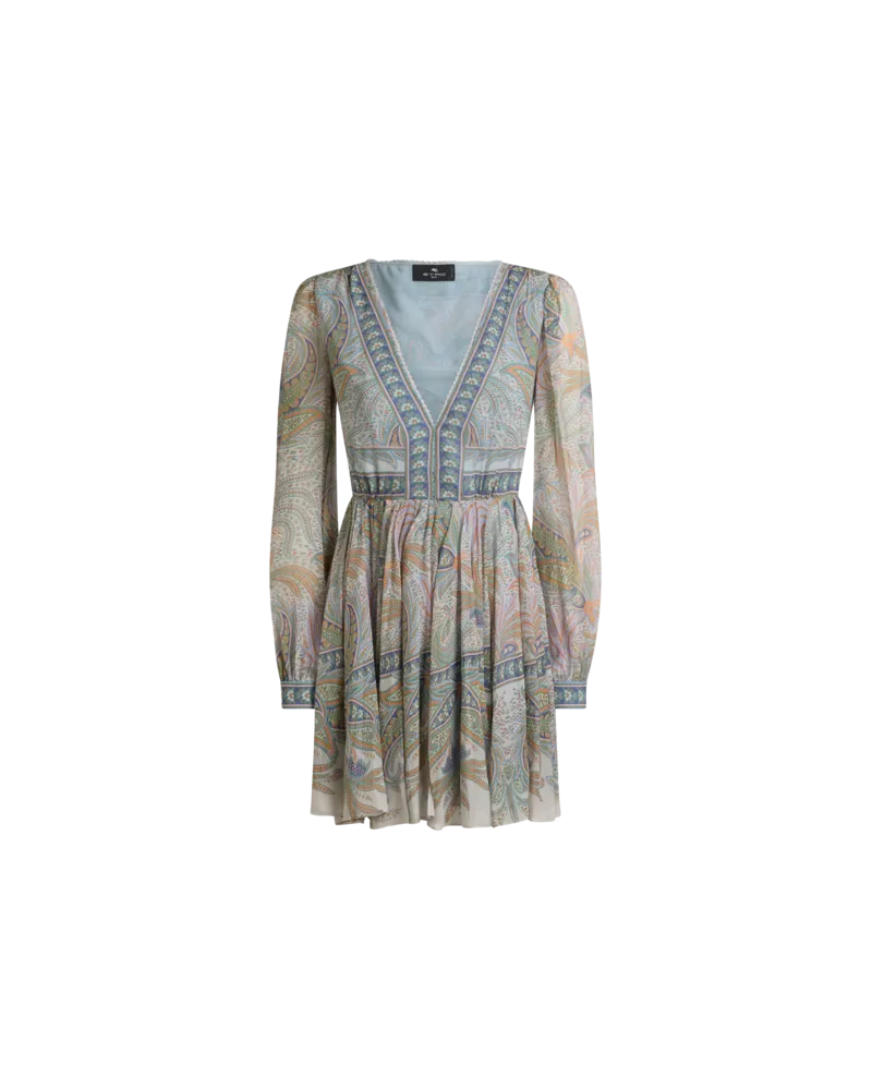 Etro Kurzes Kleid Aus Seide, Damen, Grau, Größe Grau