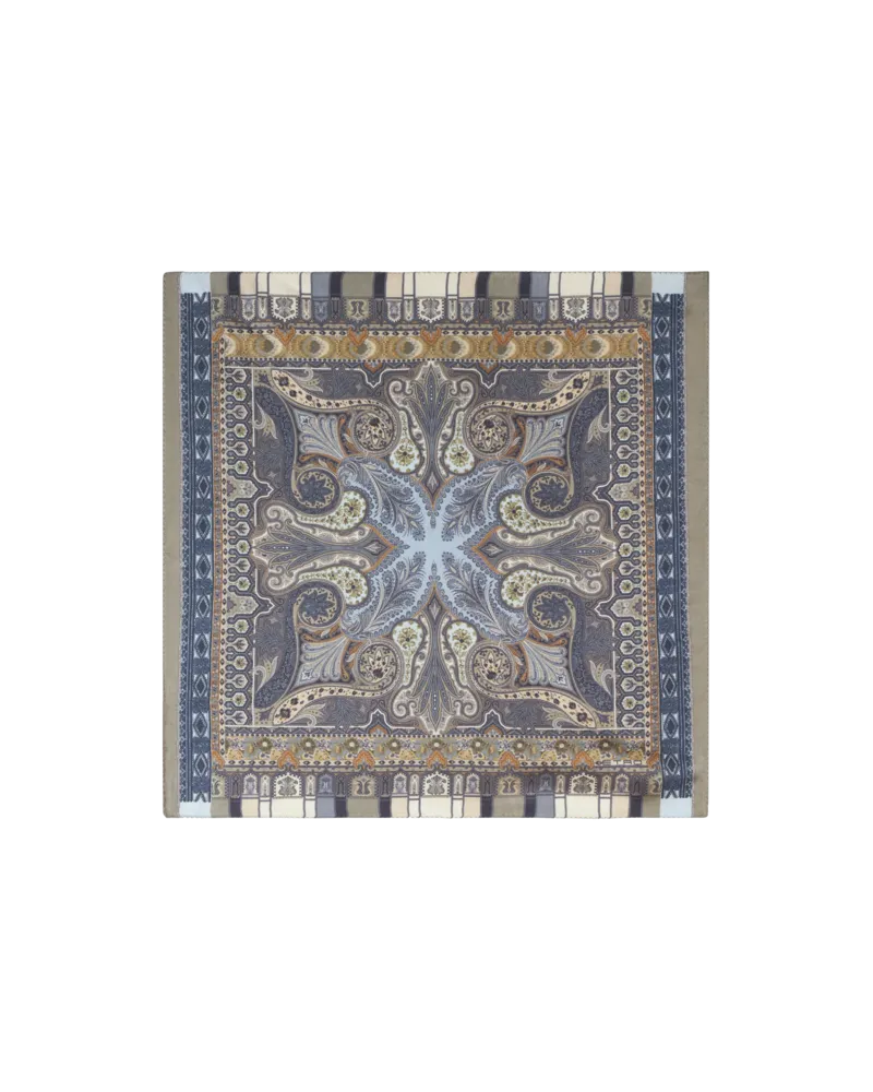 Etro Einstecktuch Aus Bedruckter Seide, Herren, Hellblau Hellblau