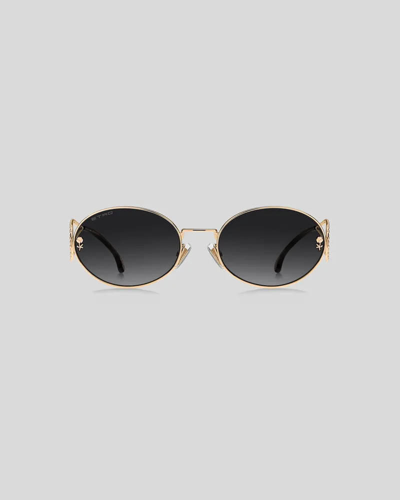 Etro Sonnenbrille Metal Paisley, Damen, Schwarz Schwarz