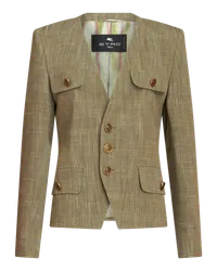 Etro Blazer Aus Geflammtem Stoff, Grün Grün