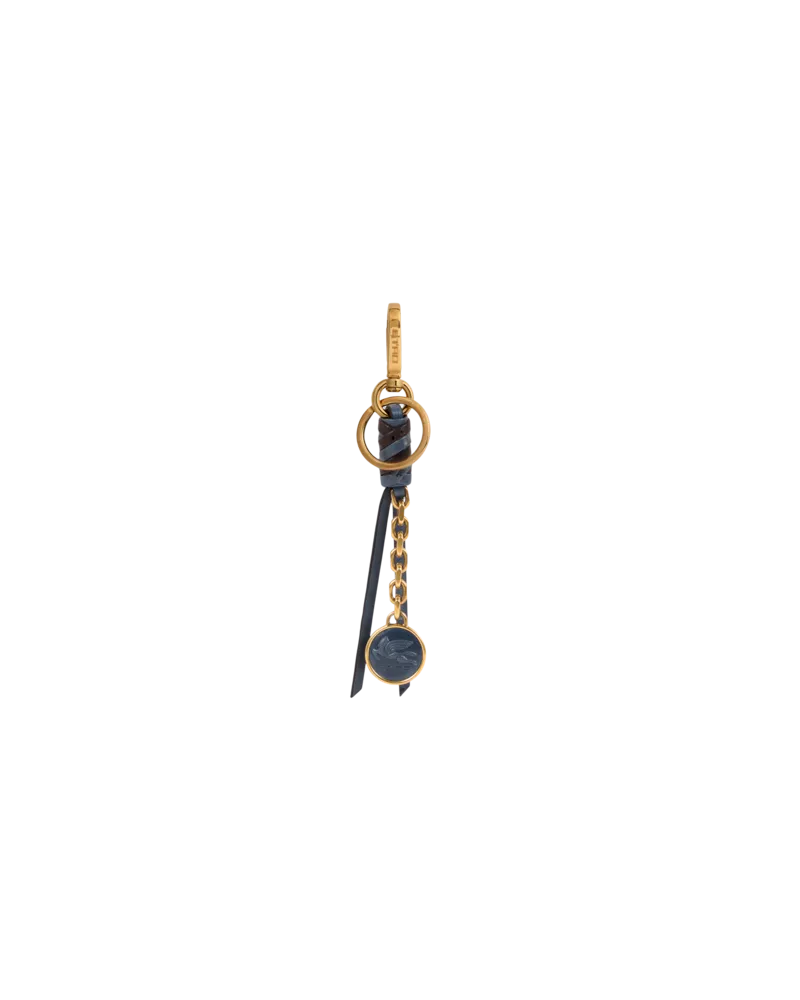 Etro Charm Aus Nappaleder Mit Kette Und Pegaso-münze, Damen, Blau Blau