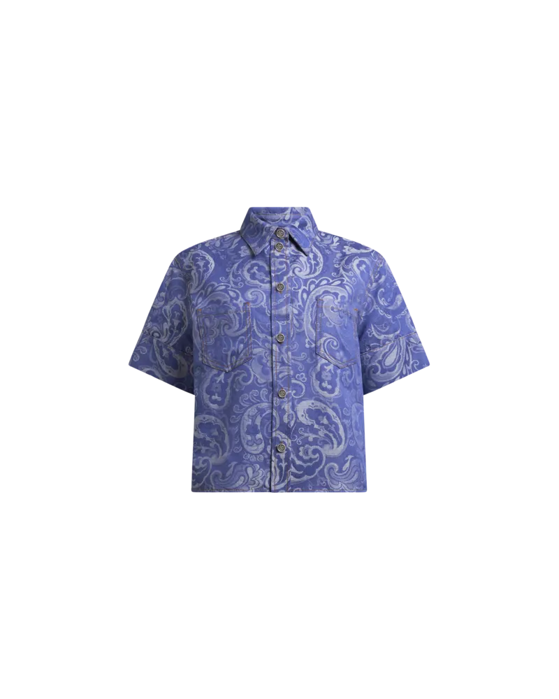 Etro Hemdbluse Aus Denimjacquard, Damen, Blau, Größe Blau