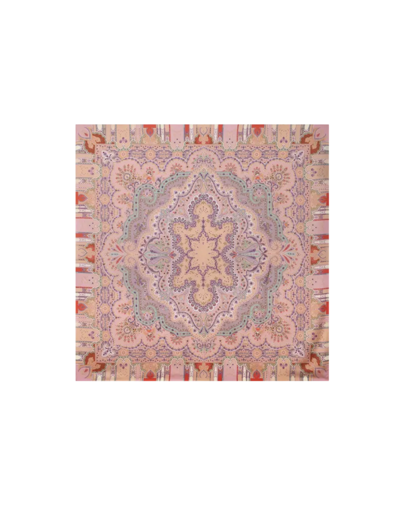 Etro Schultertuch Aus Wolle Und Seide Mit Platziertem Print, Damen, Rosa Rosa