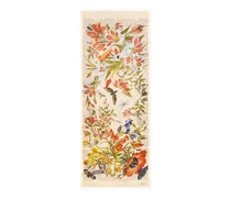 Jacquard-schal Aus Seide Mit Motiv Flora Und Fauna, Damen, Beige
