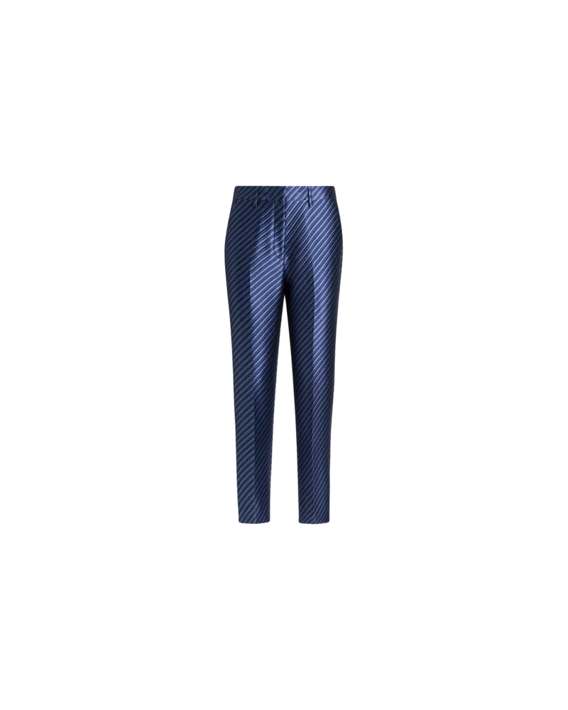 Etro Zigarettenhose Aus Jacquard Mit Diagonalem Muster, Damen, Navyblau, Größe Navyblau