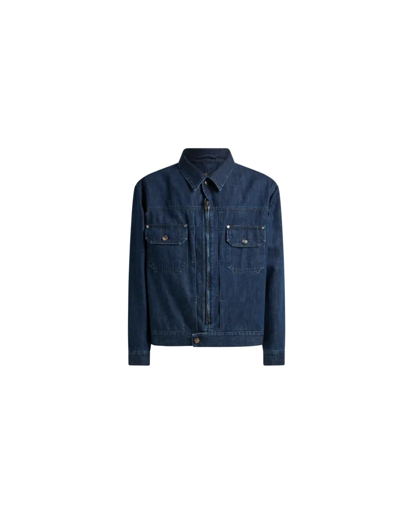 Etro Jacke Aus Denim Mit Tintenfischstickerei Und Logo, Herren, Navyblau, Größe Navyblau