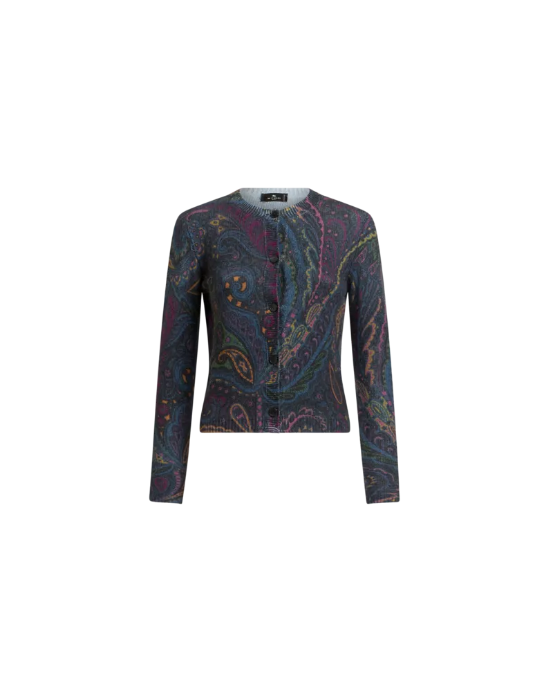 Etro Paisley-cardigan Aus Wolle Und Kaschmir, Damen, Blau, Größe Blau