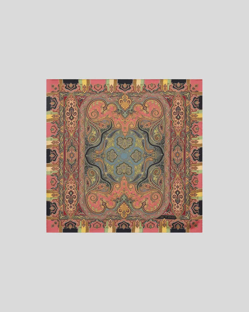 Etro Pochette Aus Seide Mit Floralem Paisley-motiv, Herren, Multicolor Multicolor