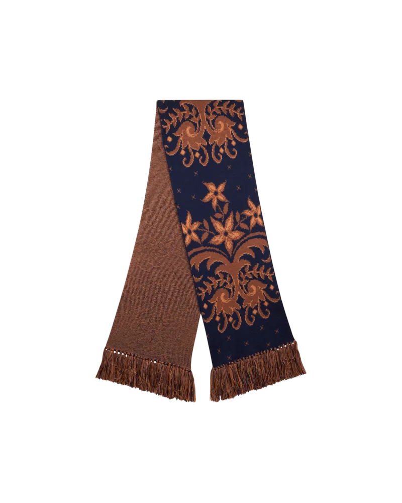 Etro Schal Im Jacquardmuster Aus Wolle Mit Fransen, Damen, Blau Blau